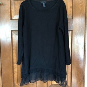 Style & co size L black sweater w/ chiffon ruffle